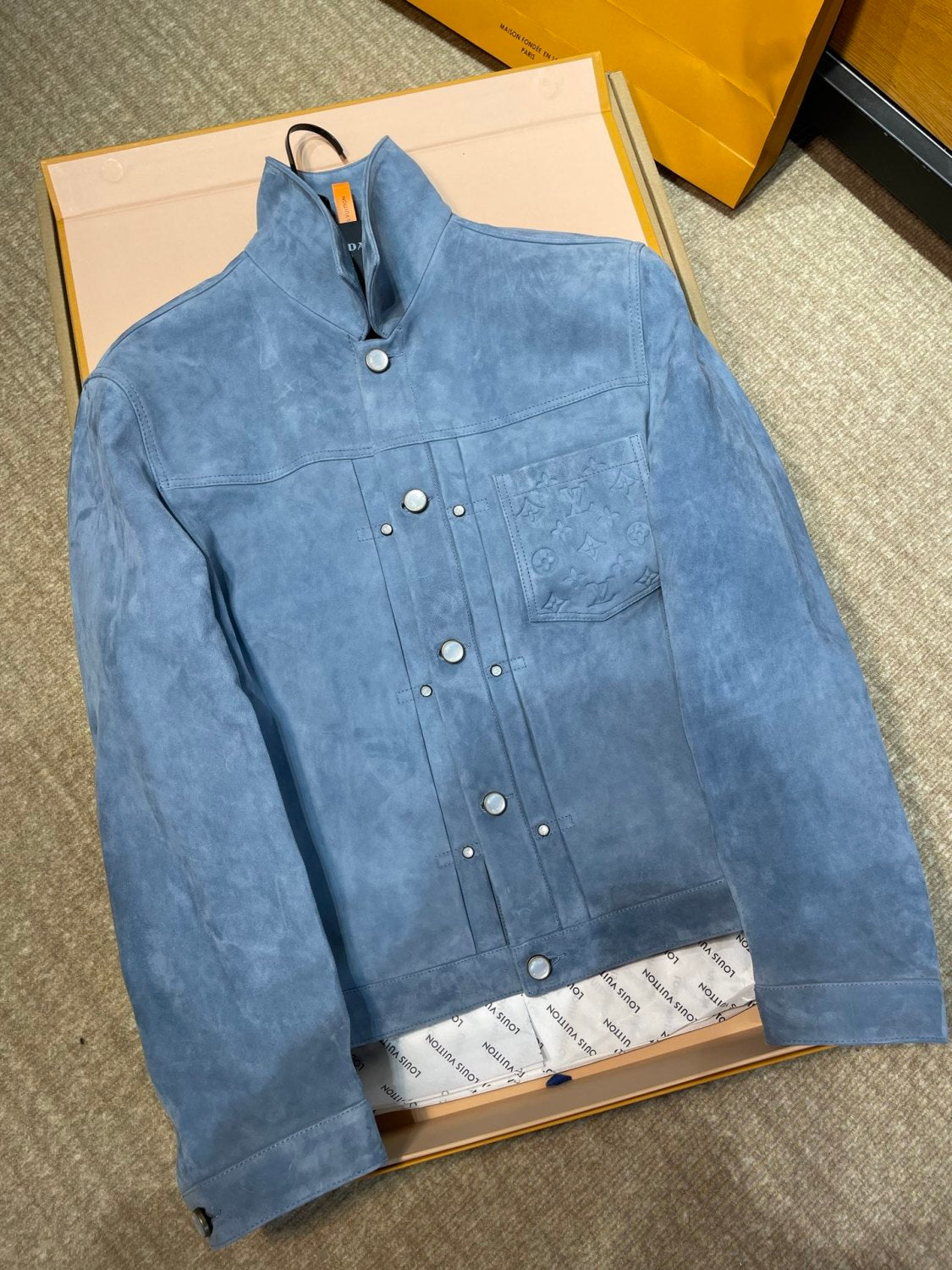 Louis Vuitton Suede Leather Type II Trucker Jacket #333592