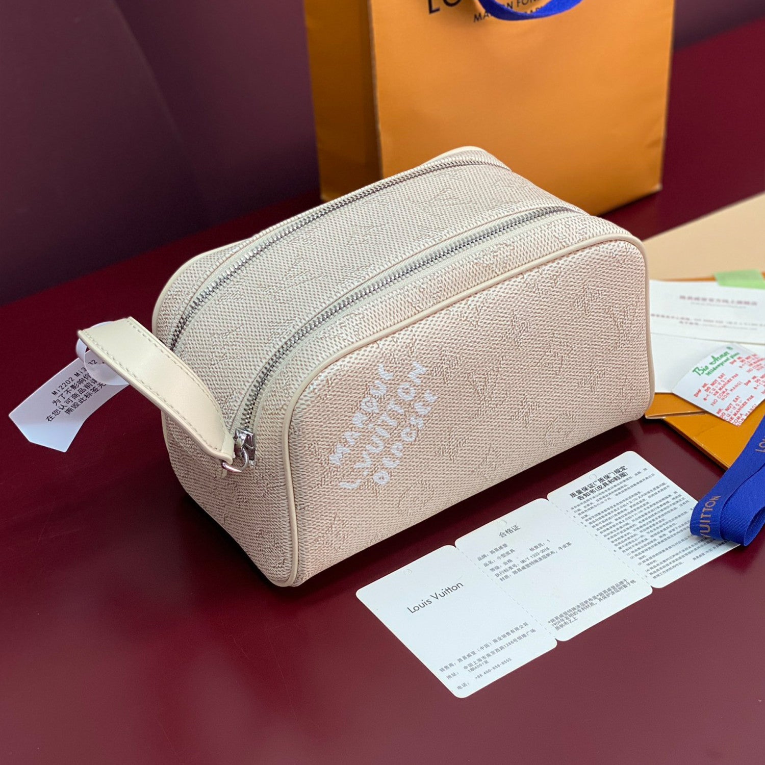 LOUIS VUITTON DOPP KIT Mini Toiletry Bag Monogram Heritage Canvas Zipper Mini Wallet Bag Bags  #82262A
