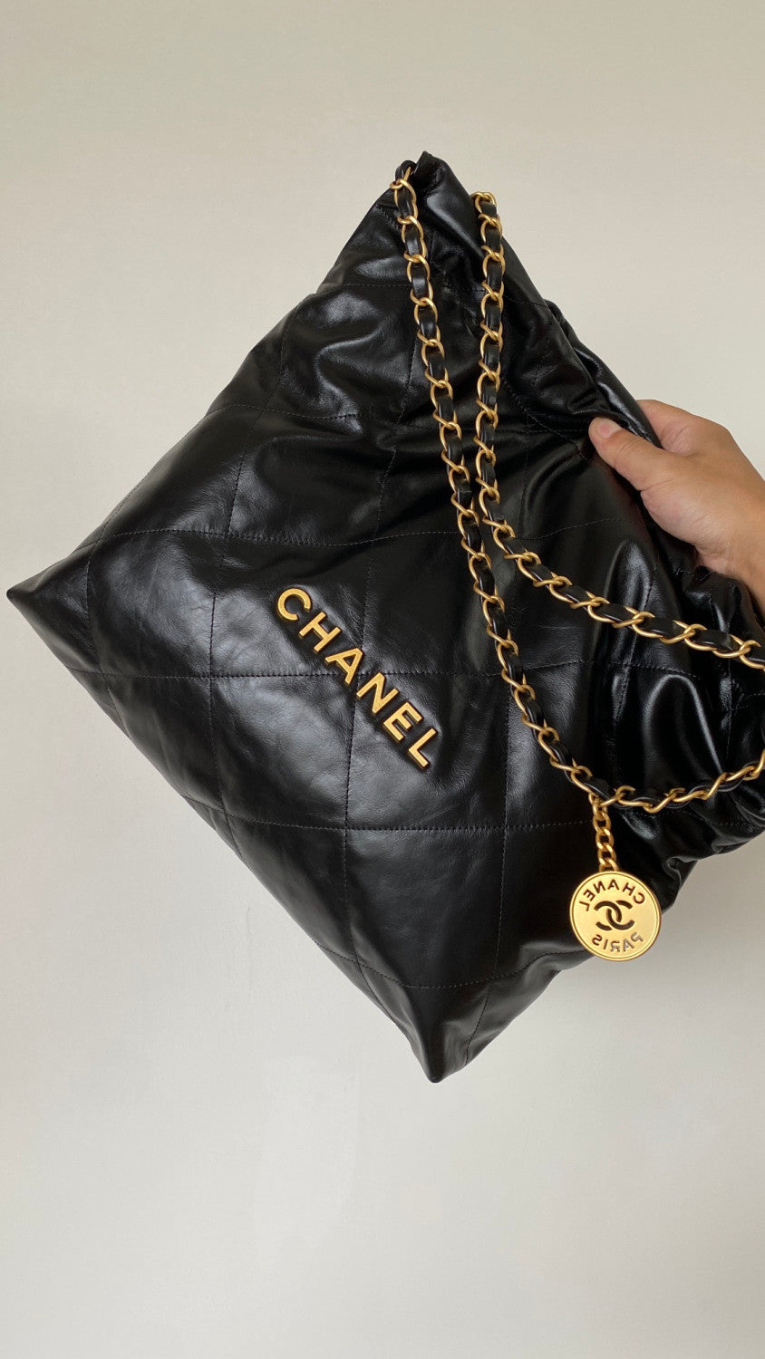 Chanel Mini Small And Large Classic Women's Waxed Leather Tote With Gold-tone Woven Chain Strap Shopping Bag Bags #193542