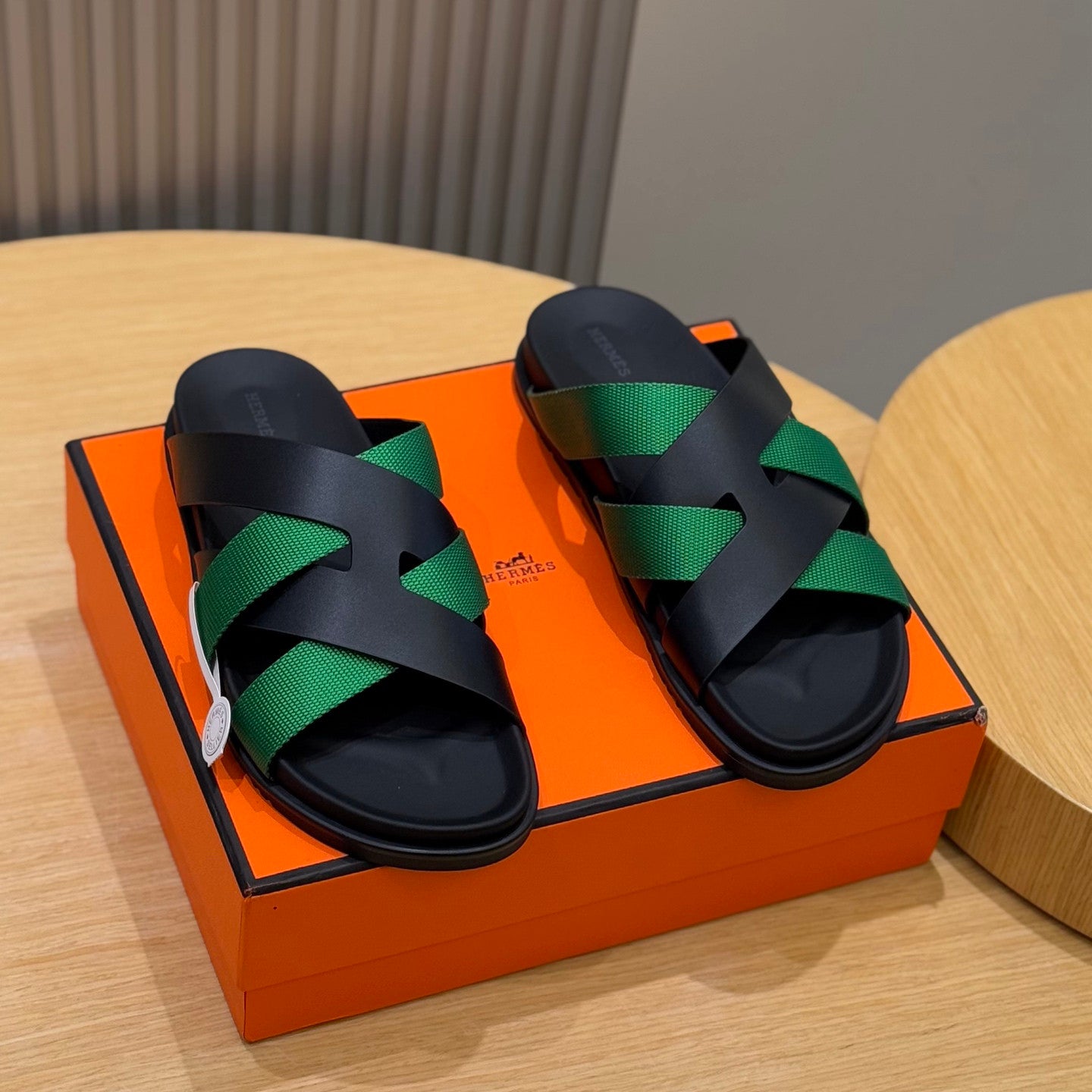 Hermes Men's Summer Solid Color Leather Suede Patchwork Sandals Slippers Shoes #76385