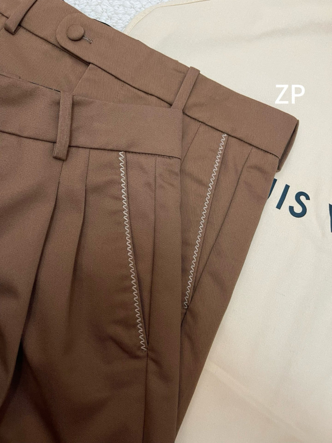 Louis Vuitton Men's Spring & Autumn Solid Color Button Mid Waist Straight Leg Casual Pants #75527