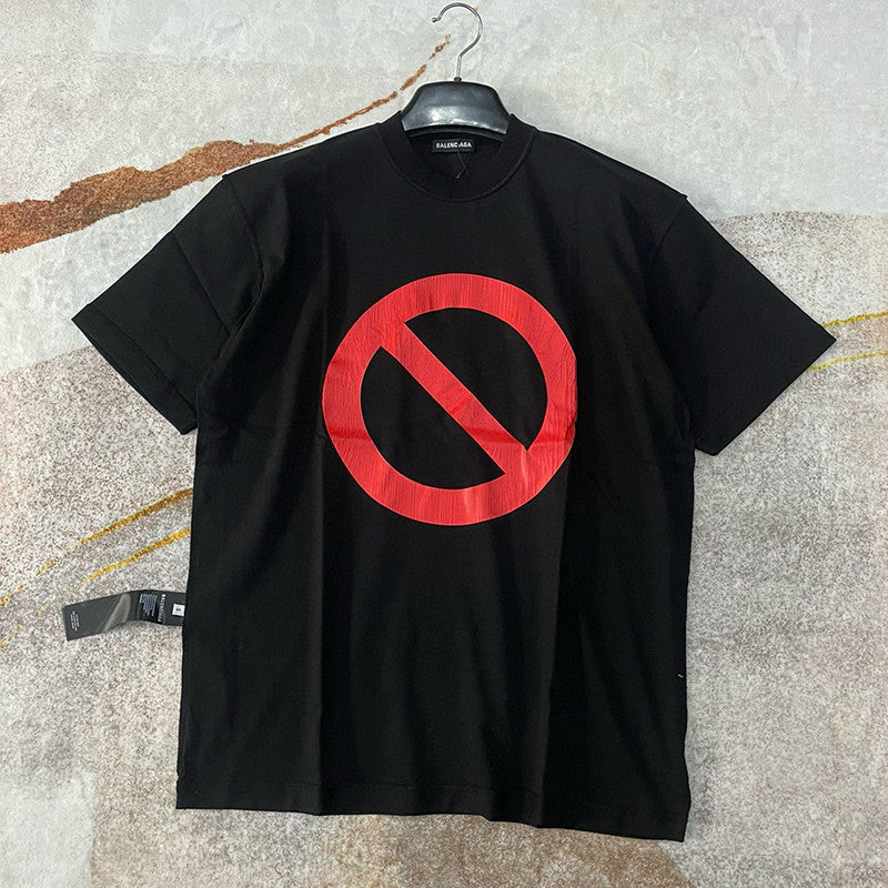 Balenciaga Men Women Spring Summer Fashion High Street Loose Casual Short Sleeve Printed Cotton Black T-shirt Ngvp #7586