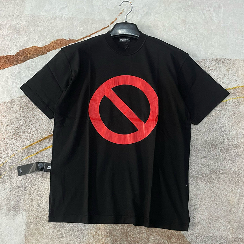 Balenciaga Men Women Spring Summer Fashion High Street Loose Casual Short Sleeve Printed Cotton Black T-shirt Ngvp #7586