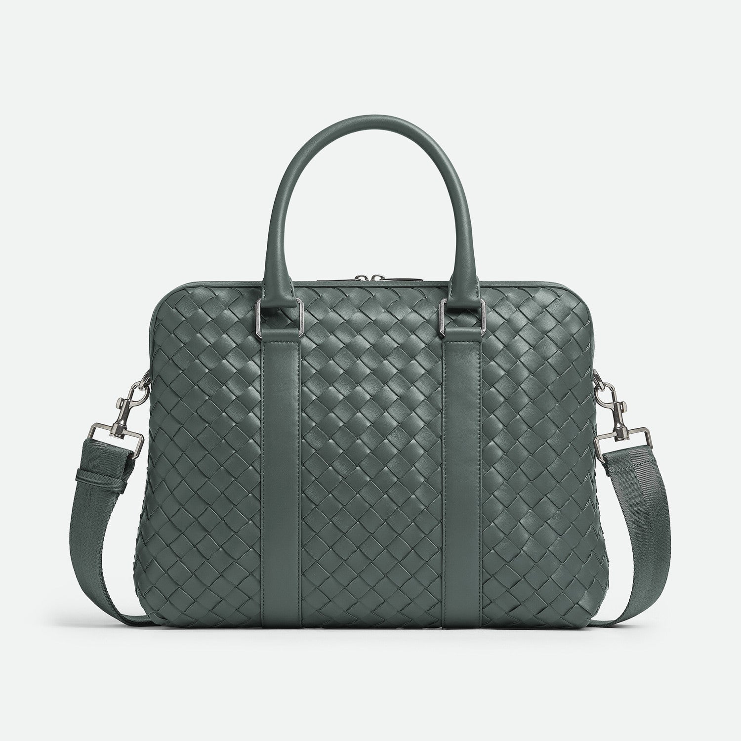 Bottega Veneta Intrecciato Men's Solid Color Adjustable Detachable Shoulder Strap Woven Calfskin Briefcase Handbag Bag Bags #77473