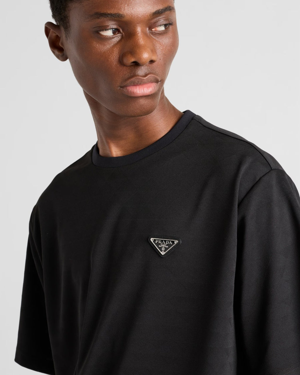 Prada Men's Spring Black Logo Logo Crew Neck Pullover Short Sleeve T-Shirt #73286