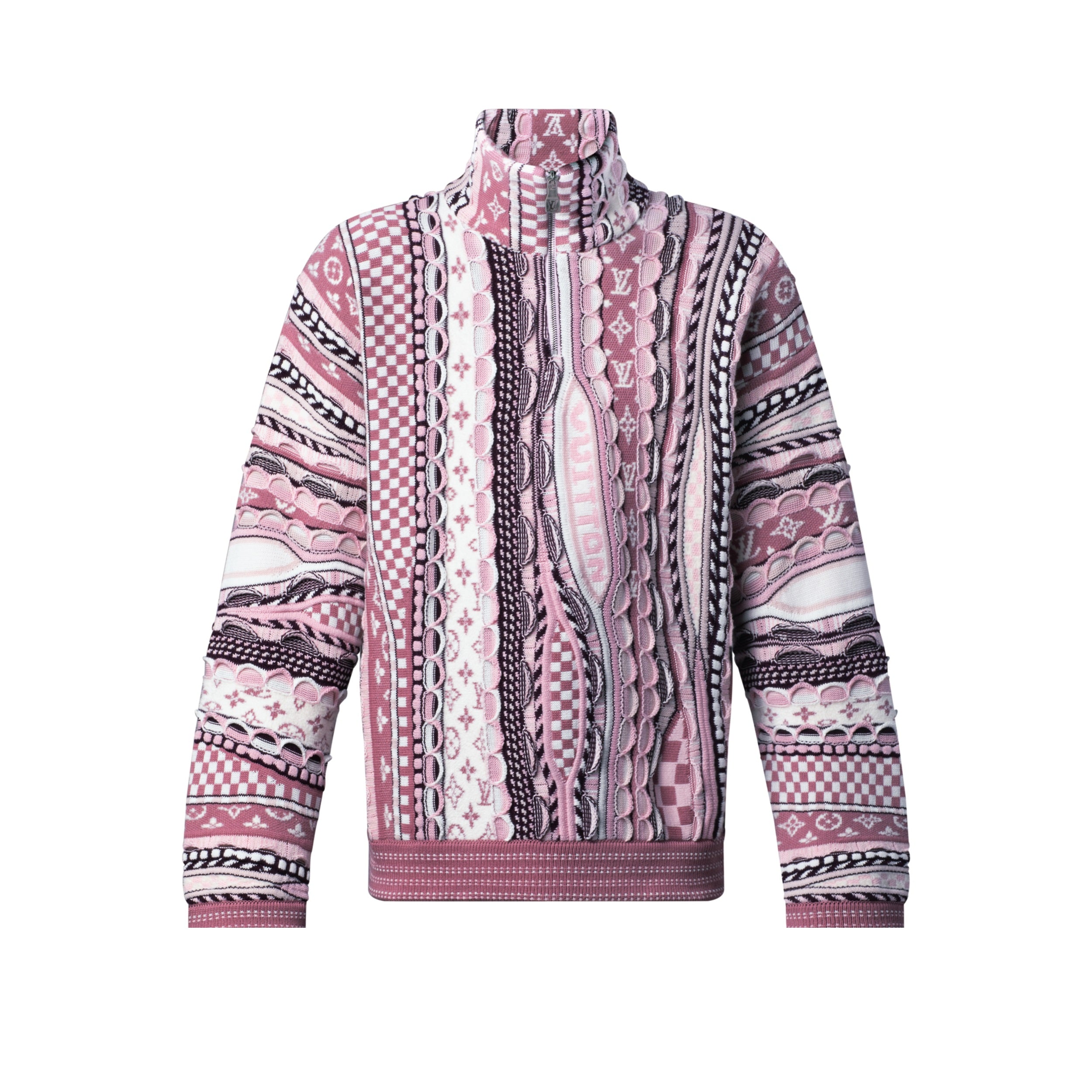 Louis Vuitton Men's Spring/fall Fashion Casual Jacquard Pattern Half zip High neck Pullover Sweatshirt #78482