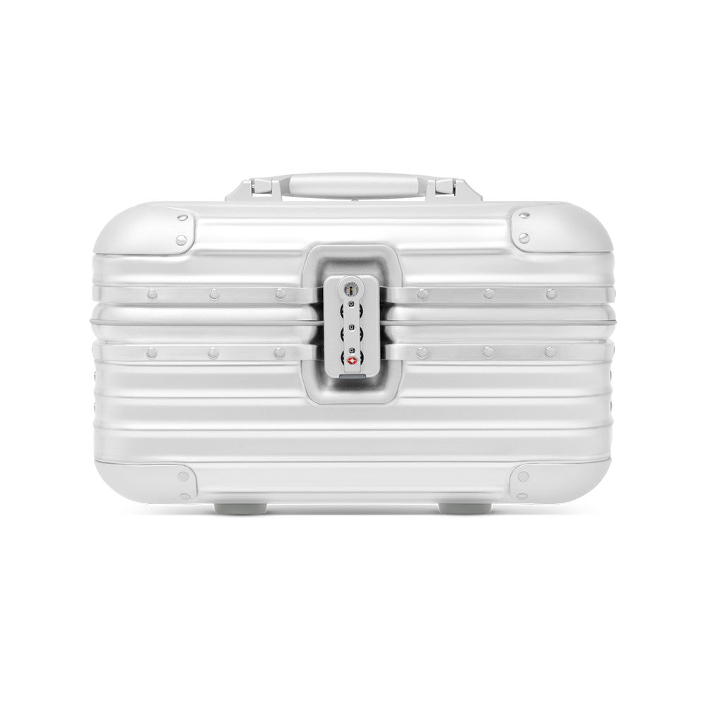 Rimowa Aluminum Travel Vanity Case in Silver Fashionable Leisure Bags with Square Logo Print Adjustable Shoulder Strap Crossbody Bag Handbag Jewelry Storage Box Bags #82955A