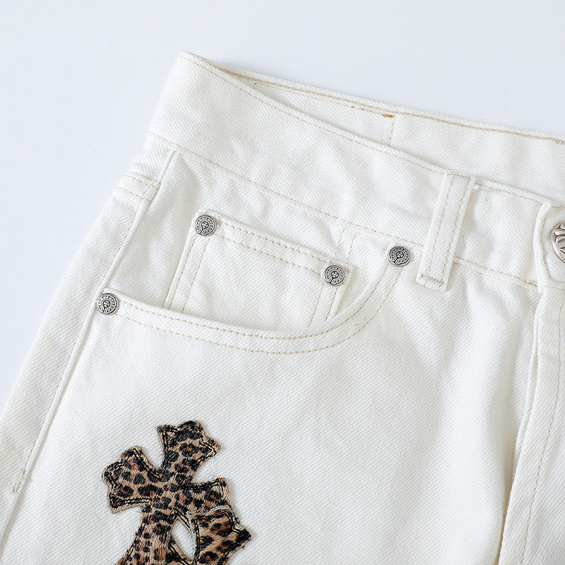 Chrome Hearts Graffiti White Denim Jeans Pants #96784