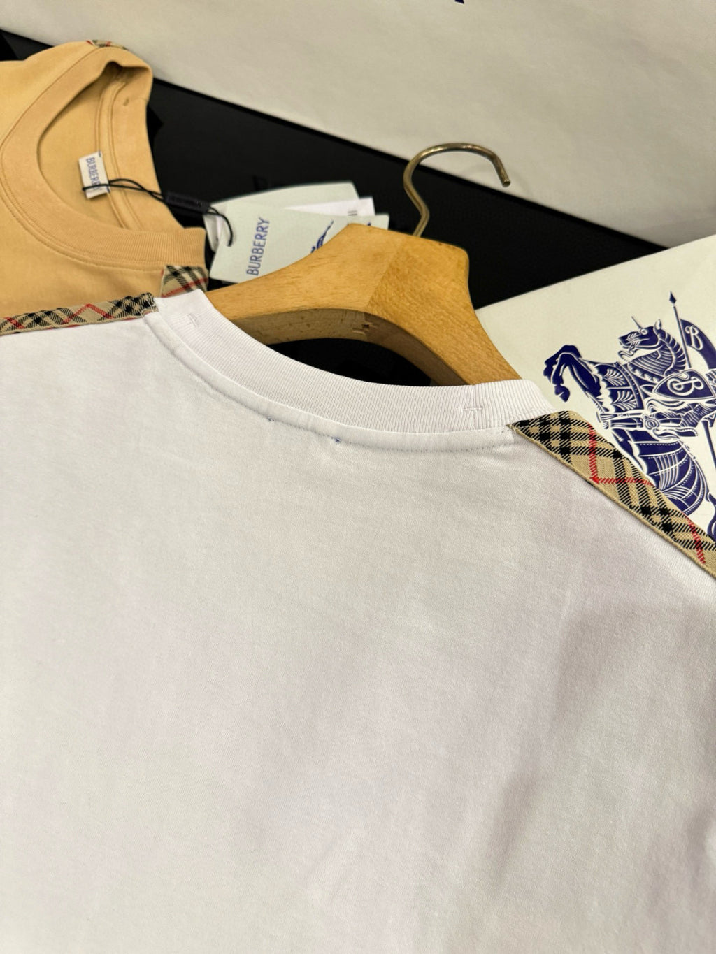 Burberry Men's Summer War Horse Embroidery Check Print Short Sleeve Round Neck T-Shirt #76765