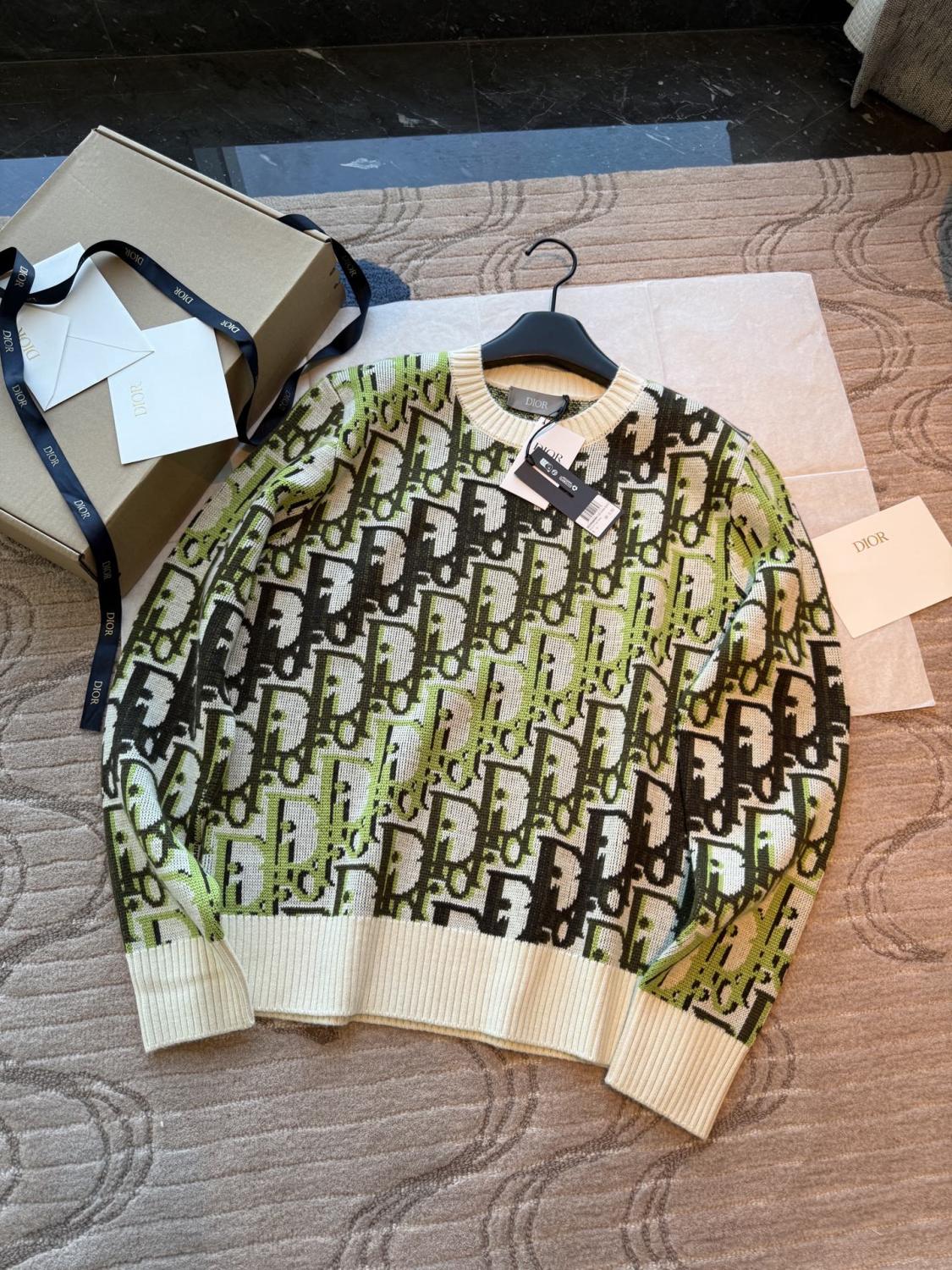 DIOR Dior Oblique Sweater White Wool Jacquard #335681