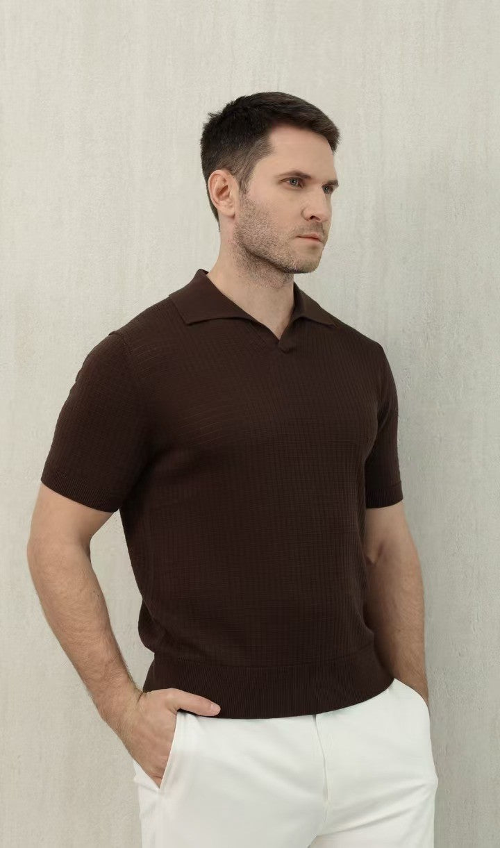 Loro Piana Men's Summer Refreshing Thin Knitted Lapel Short-sleeved Top Multicoloured Fashion Comfortable Temperament T-shirt Ngvp #9956