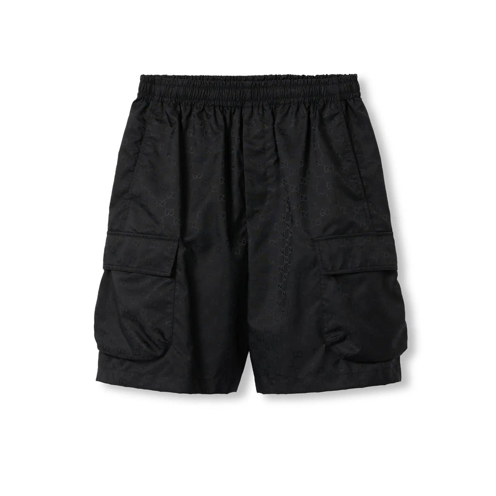 Gucci Men's Lightweight GG Nylon Jacquard Pocket Solid Color Summer Casual Elastic Shorts #76321