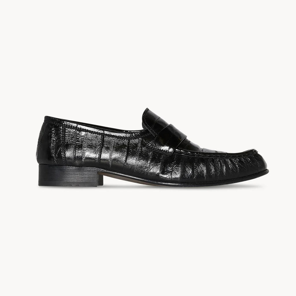THE ROW Women's Fashion Classic Round Toe Slip On Loafers With Pleated Leather Embossing Pleated Texture Slip On Loafers Shoes #79179