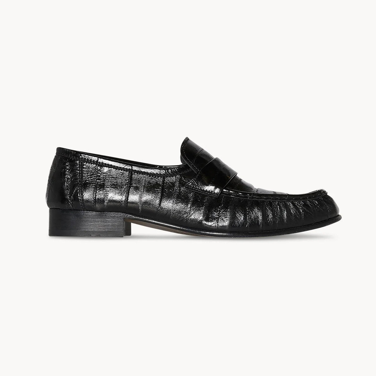 THE ROW Women's Fashion Classic Round Toe Slip On Loafers With Pleated Leather Embossing Pleated Texture Slip On Loafers Shoes #79179