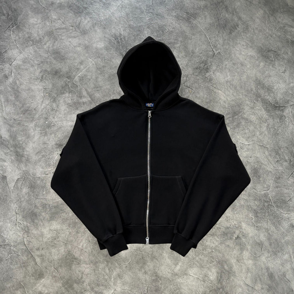 Corteiz Lundun Zip-Up Hoodie Triple Black