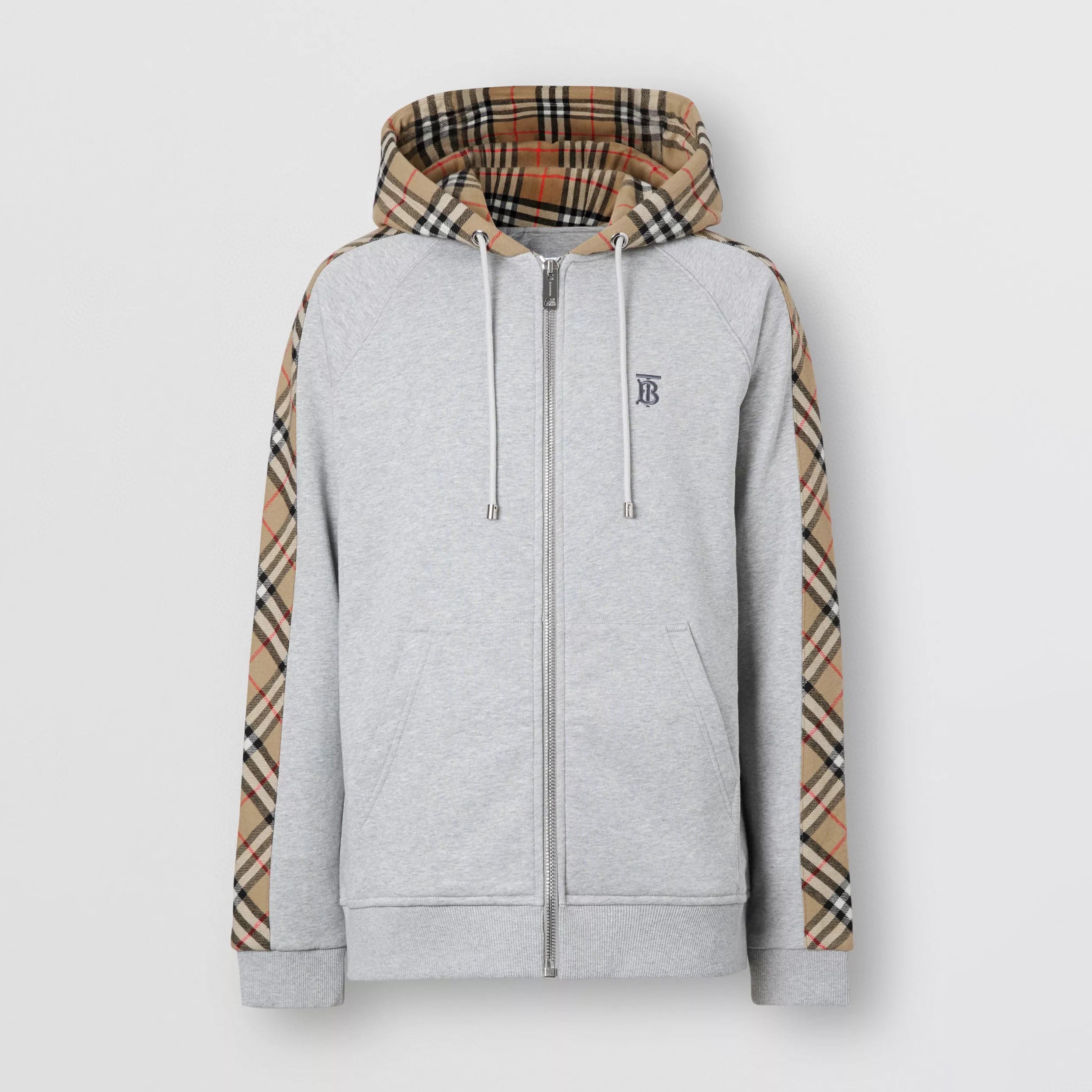 Burberry Zip Sport Hooded Sweatshirt Grey #96112