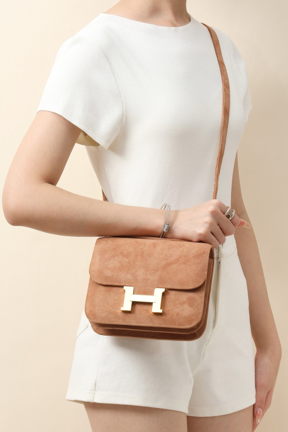 Hermès Suede Backpack Crossbody Bag #381136