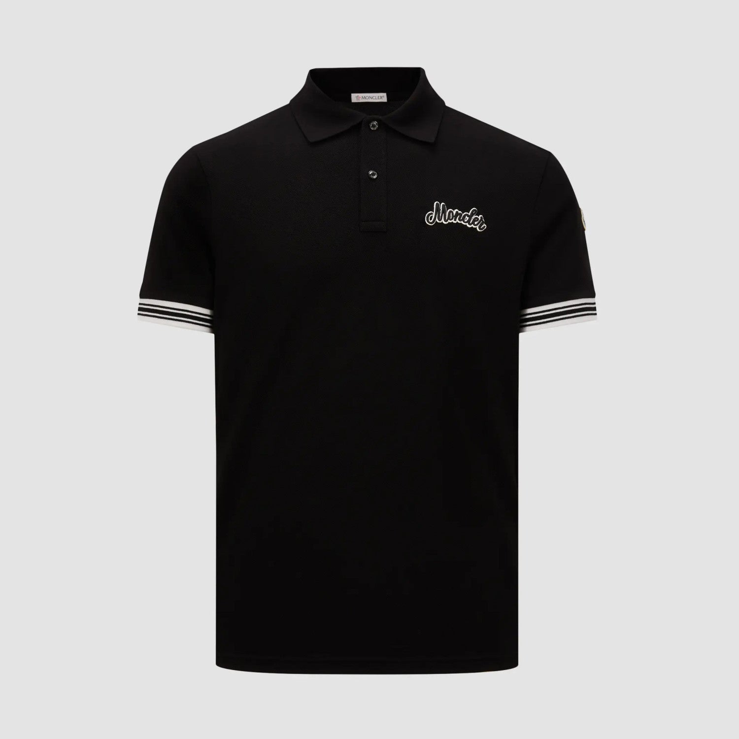 Moncler Men's Summer Embroidered Letter Print Polo Neck Solid Color Short Sleeve T-Shirt #75655