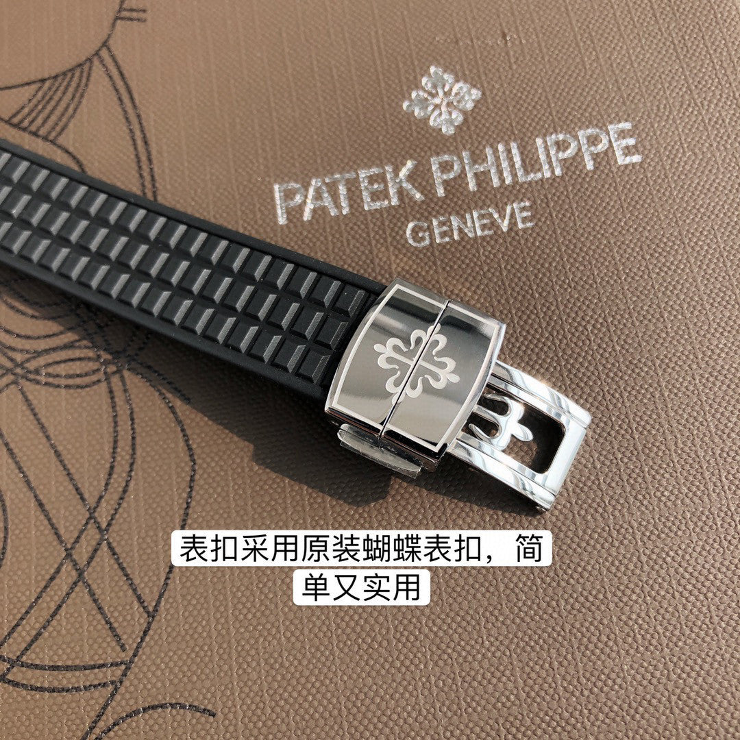 Patek Philippe Mechanical Watches With Diamonds On Silicone Straps Watch #96352