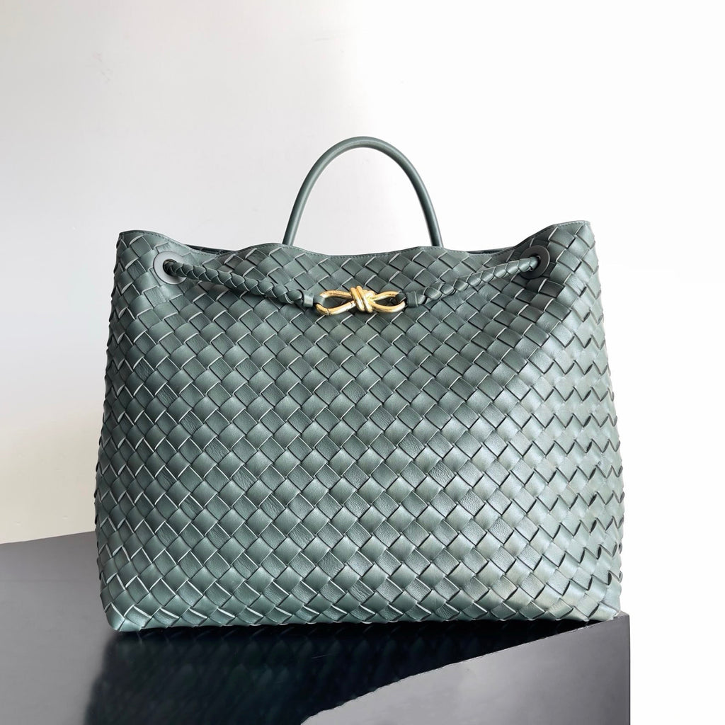 Bottega Veneta Large Andiamo Women's Woven Solid Color Magnetic Clasp Closure Sheepskin Tote Bag Bags #76912