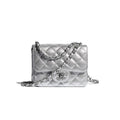 Chanel Classic Flap CF Lambskin Chain Bag Shoulder Bag Women's Silver #334148