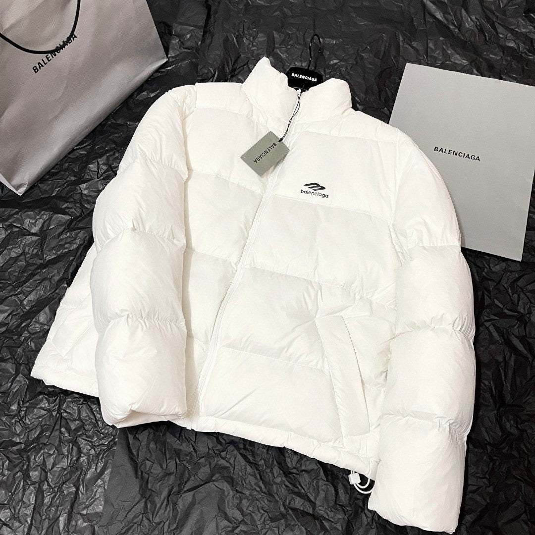 Balenciaga Men's Winter Black And White Zip 3b Sports Icon Ski Puffer Down Jacket #73743