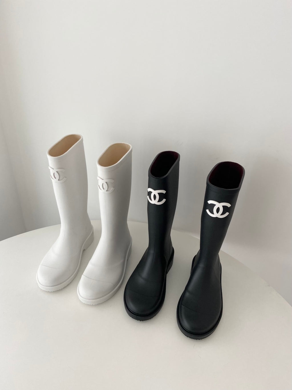 Chanel Women's And Men's Fashion Casual Solid Color Logo Round Toe Rain Boots Shoes #78513