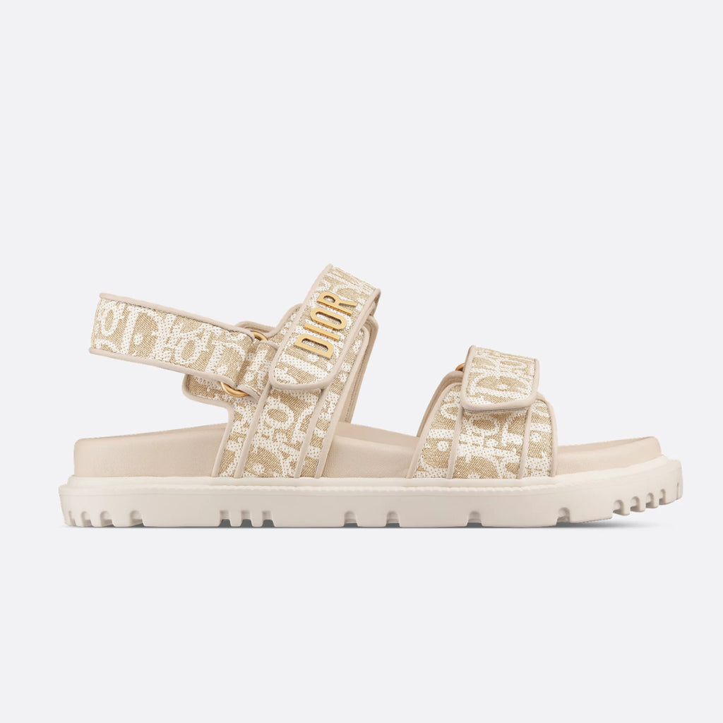 Dior Women's Summer Dioract Checkered Fabric Jacquard Round Head Velcro Solid Color Beach Sandals Casual Shoes #81261