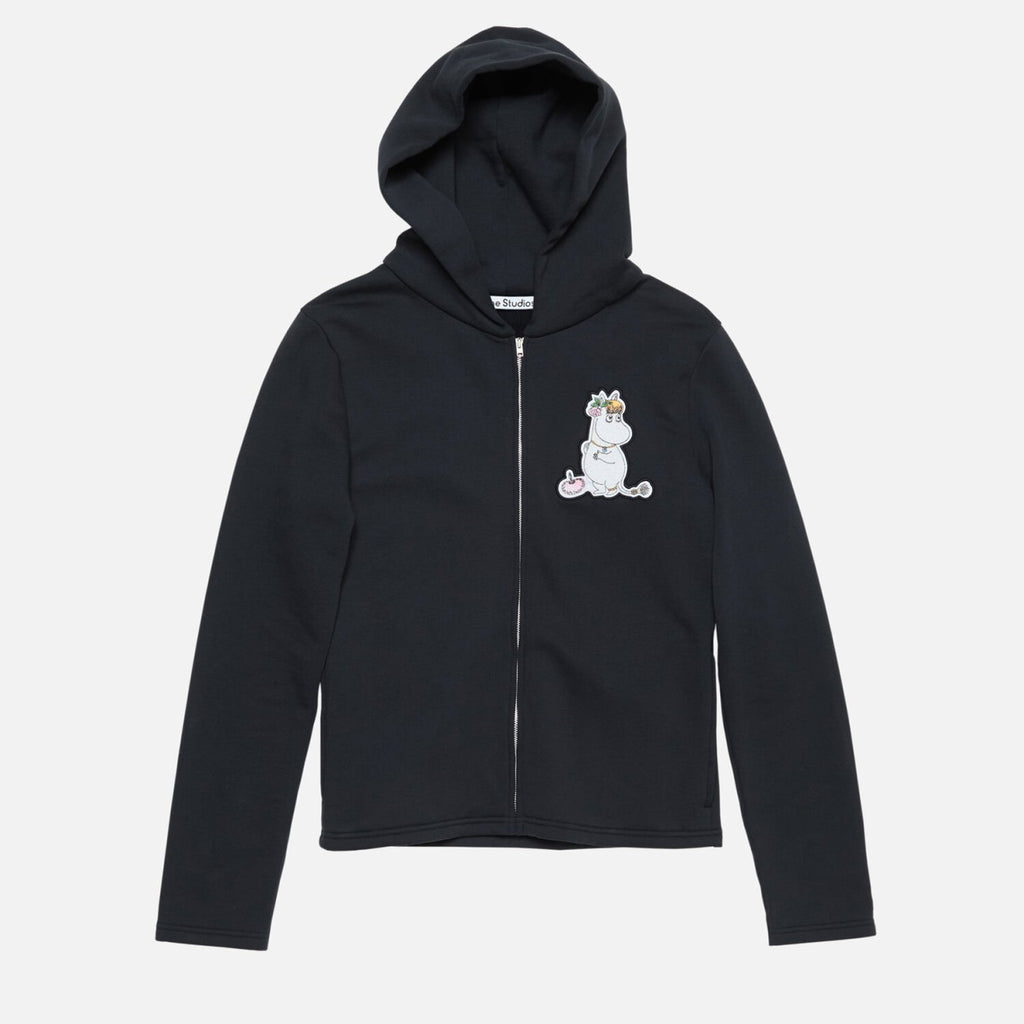 Acne Studios X Moomin Artist Tove Jansson Cartoon Print Fashion Trend Black Hooded Zipper Sweatshirt High Street Style Fall/winter Ngvp #2654