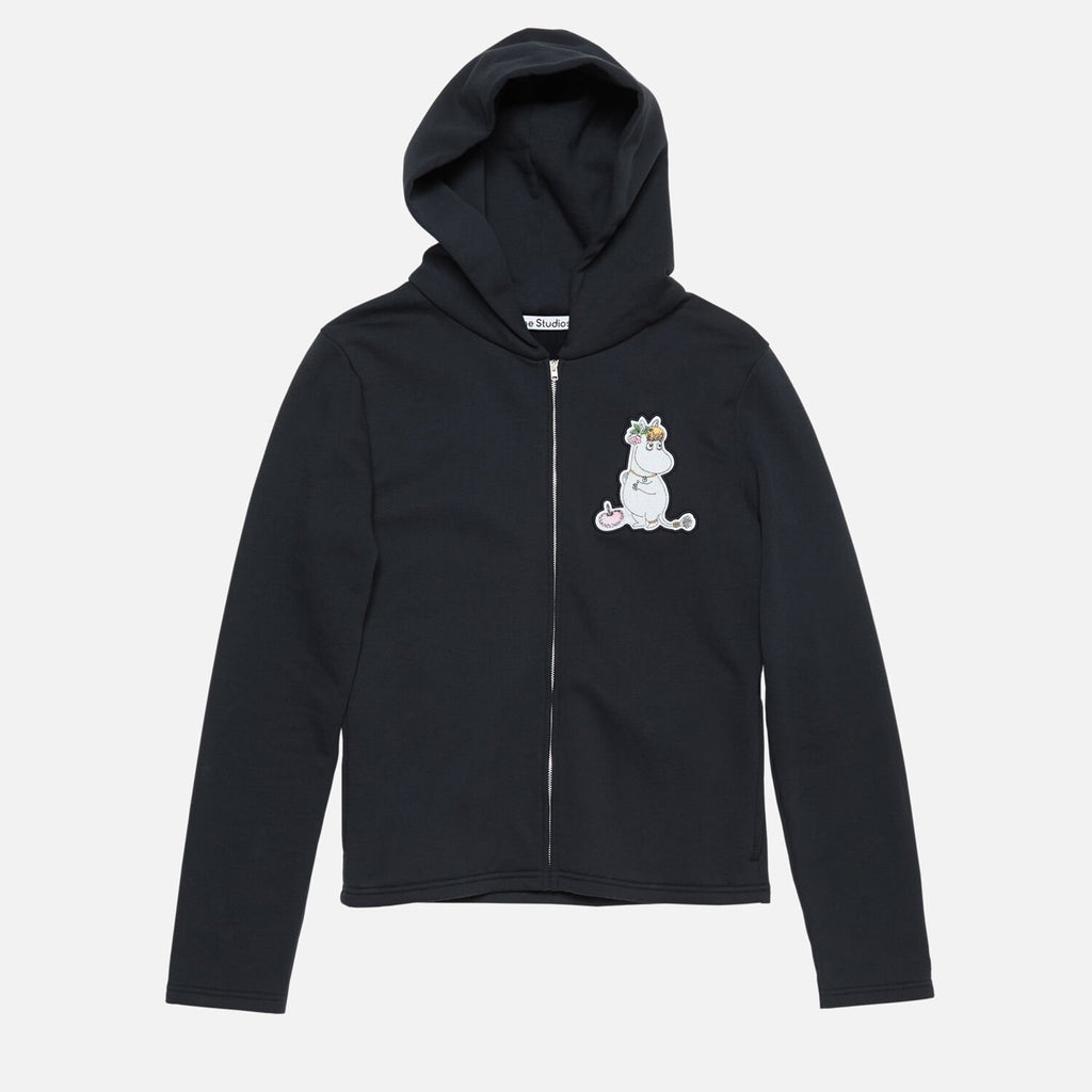 Acne Studios X Moomin Artist Tove Jansson Cartoon Print Fashion Trend Black Hooded Zipper Sweatshirt High Street Style Fall/winter Ngvp #2654