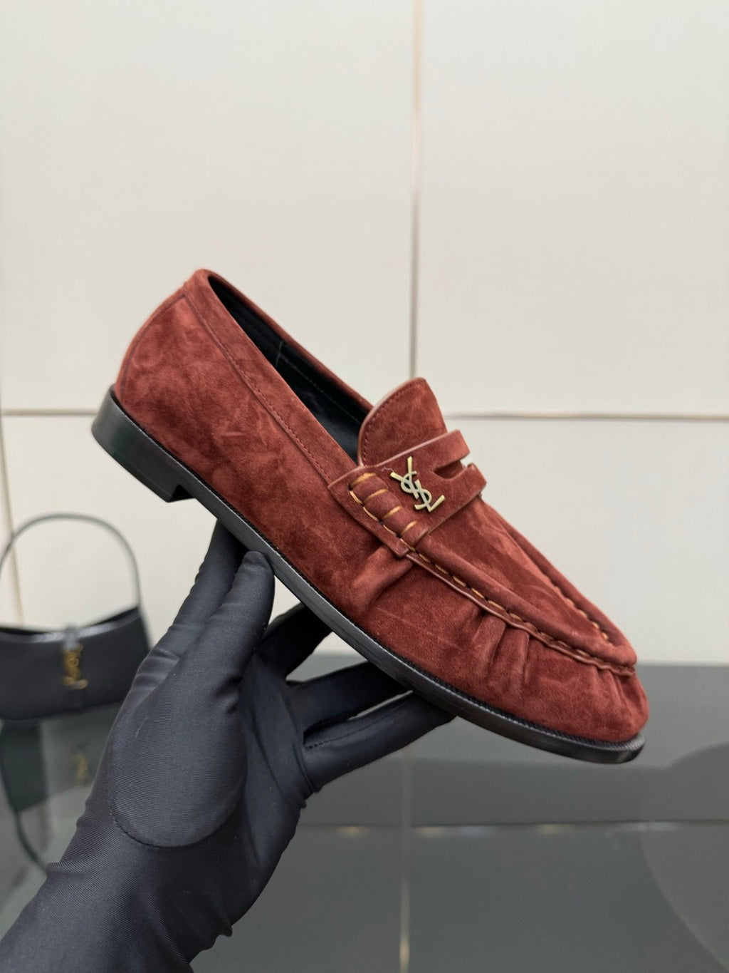 Saint Laurent Women's Autumn/Winter Fashion Casual Sheepskin Suede Round Toe Slip On Flat Loafers Casual Shoes #78376