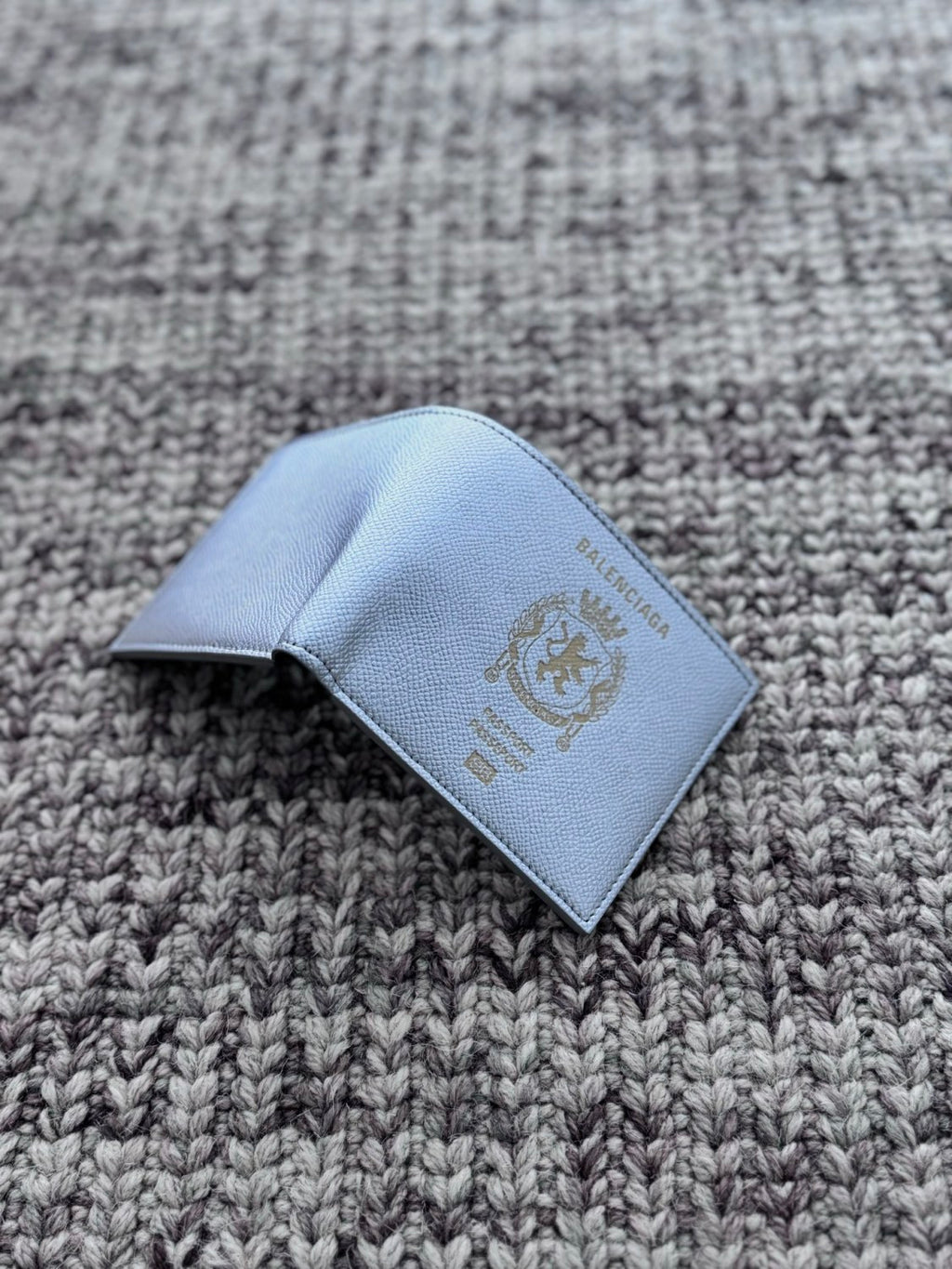 Balenciaga Men' Passport Square Folded Wallet in Silver #336007