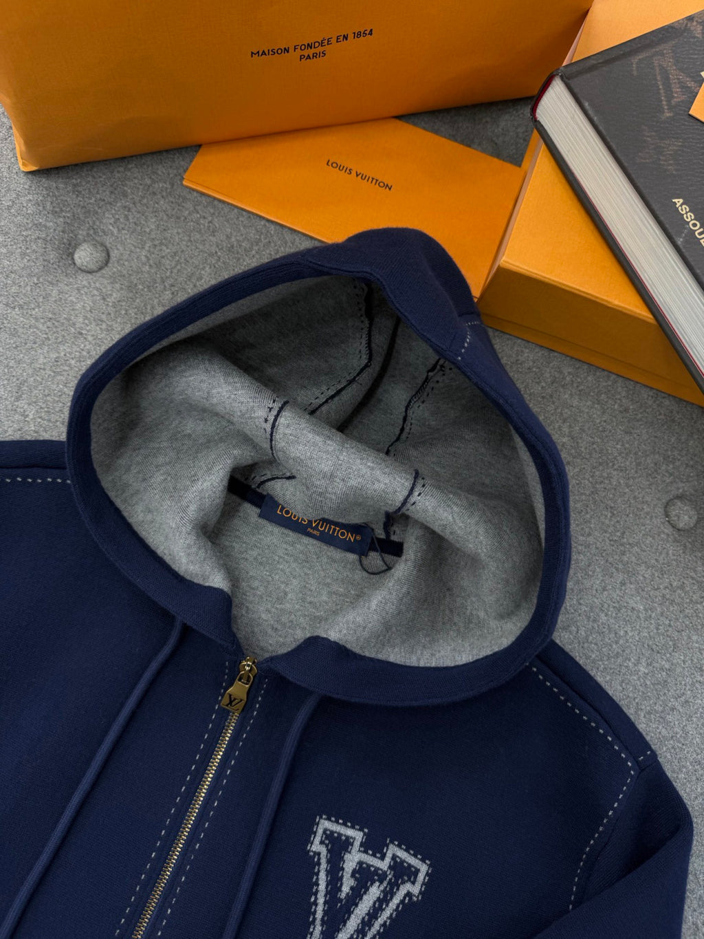 Louis Vuitton Graphic Intarsia Zipped Cotton Hoodie #334469