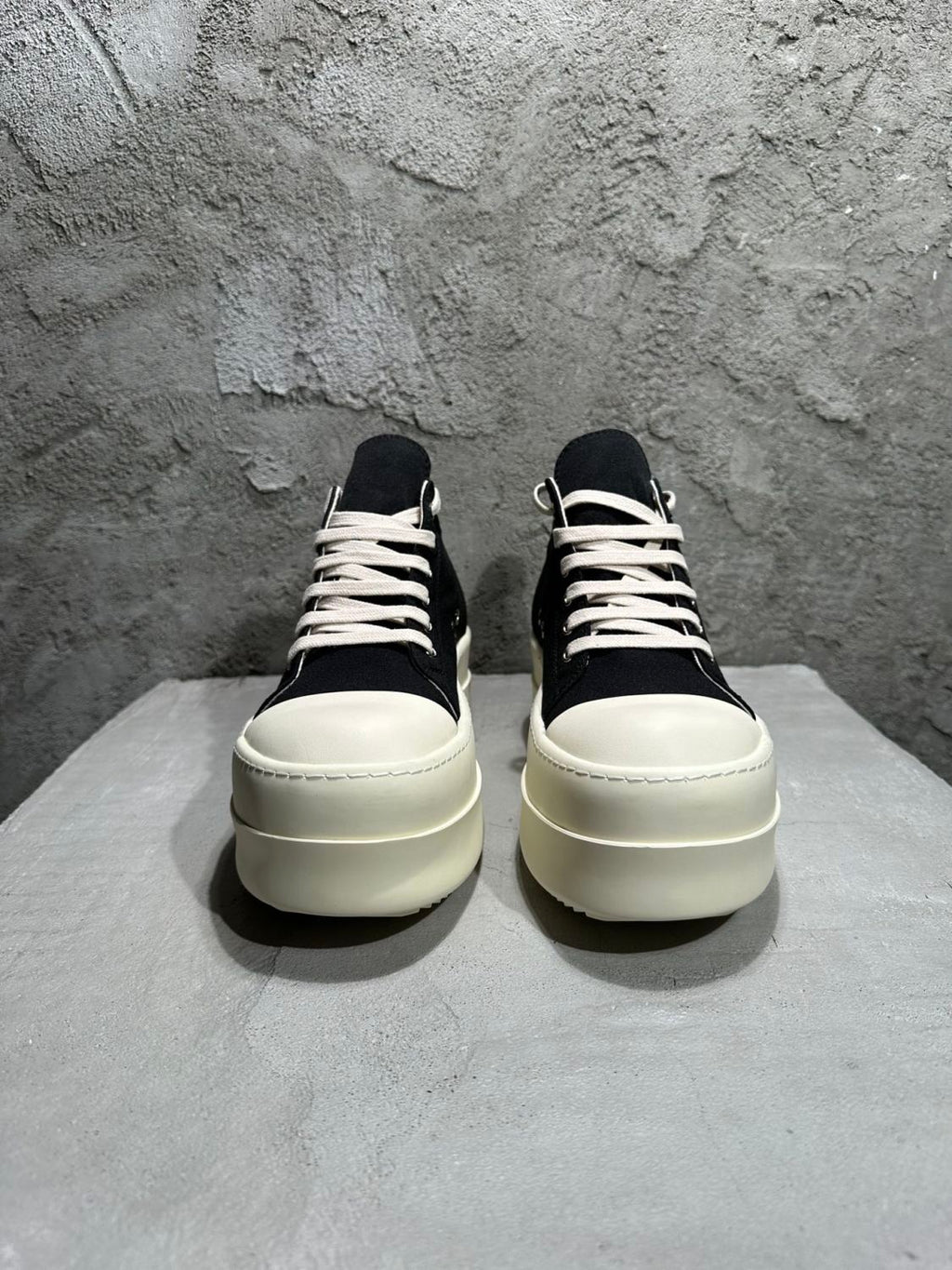 Rick Owens Men's And Women's Autumn/winter Round Toe Lace-up Fashion Cotton Canvas Thick Sole Low Top Shoes #78137