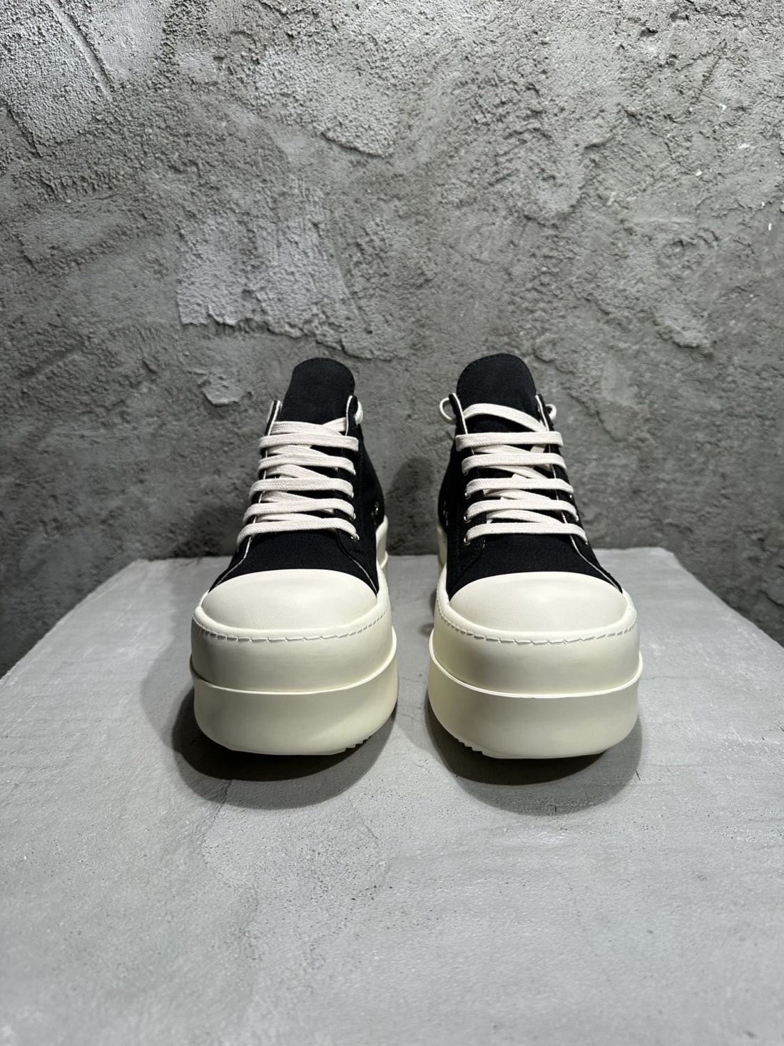 Rick Owens Men's And Women's Autumn/winter Round Toe Lace-up Fashion Cotton Canvas Thick Sole Low Top Shoes #78137