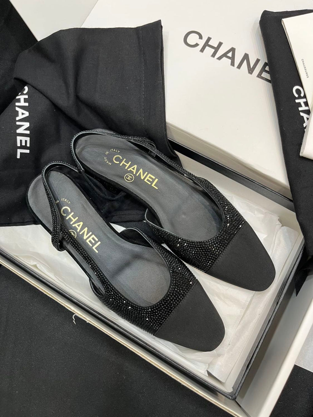 Chanel Women's Spring Summer Solid Colour Leather Round Toe Ballet Sandal Shoes #77255
