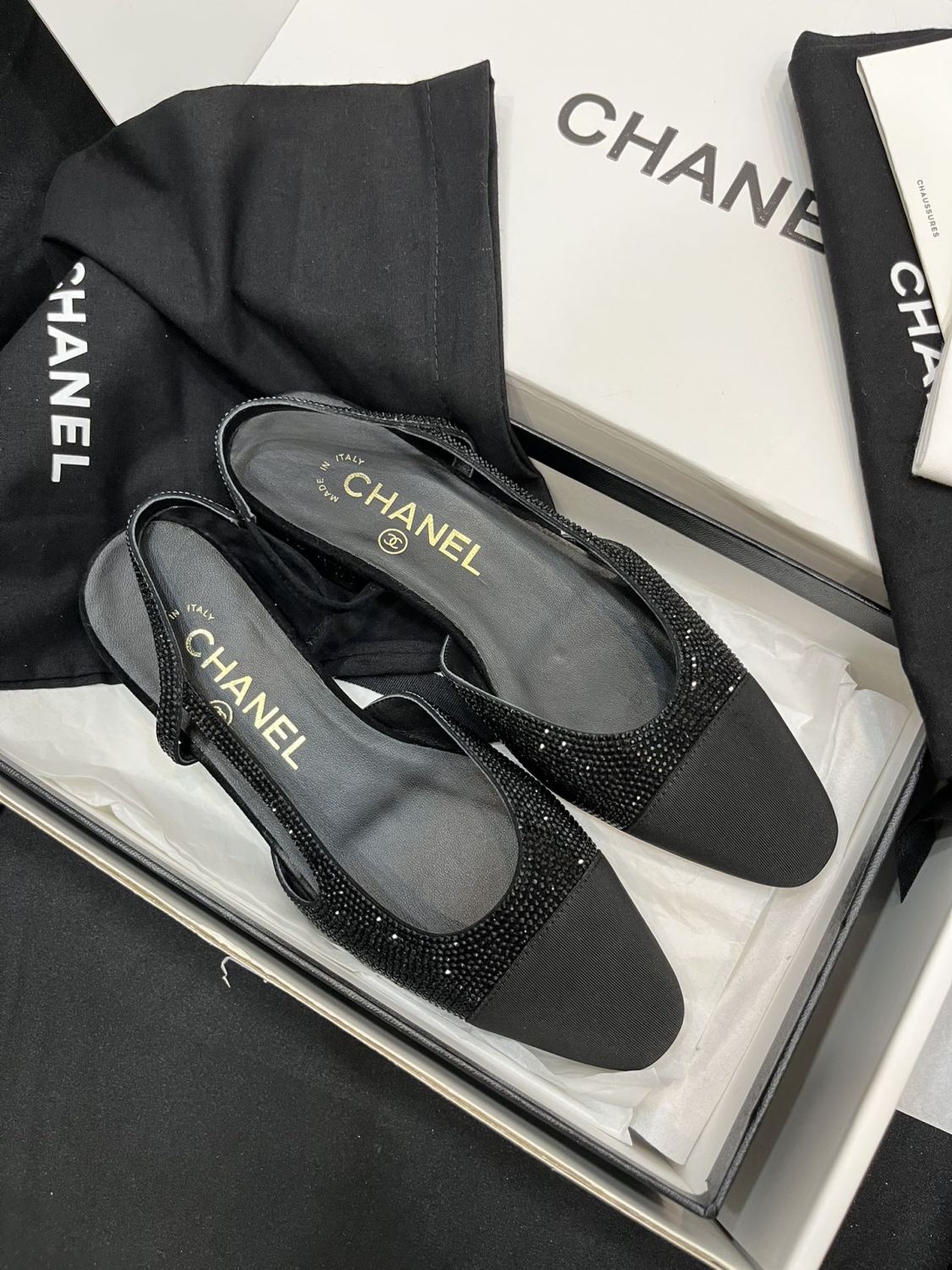 Chanel Women's Spring Summer Solid Colour Leather Round Toe Ballet Sandal Shoes #77255