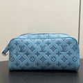 Louis Vuitton DOPP KIT Toiletry Bag Women's  Men's Fashion Trend Handbag Luxury Monogram Shadow Embossed Double Zip Wash Bags M14485 Grey M14885 Light Blue M14843 Dark Blue #81236