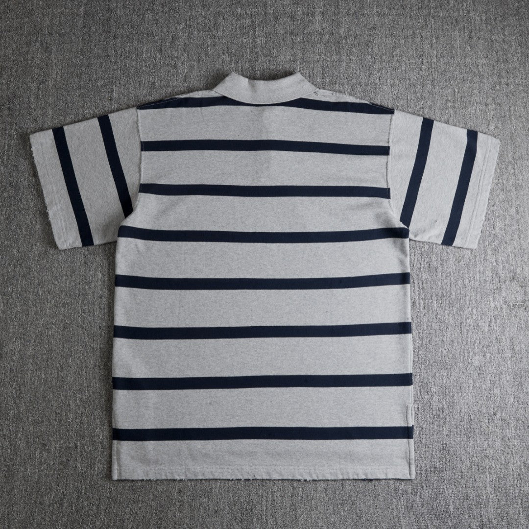 Balenciaga Laurel Classic Men's Summer Striped Oversized Polo Shirt Short-Sleeve T-Shirt #77517