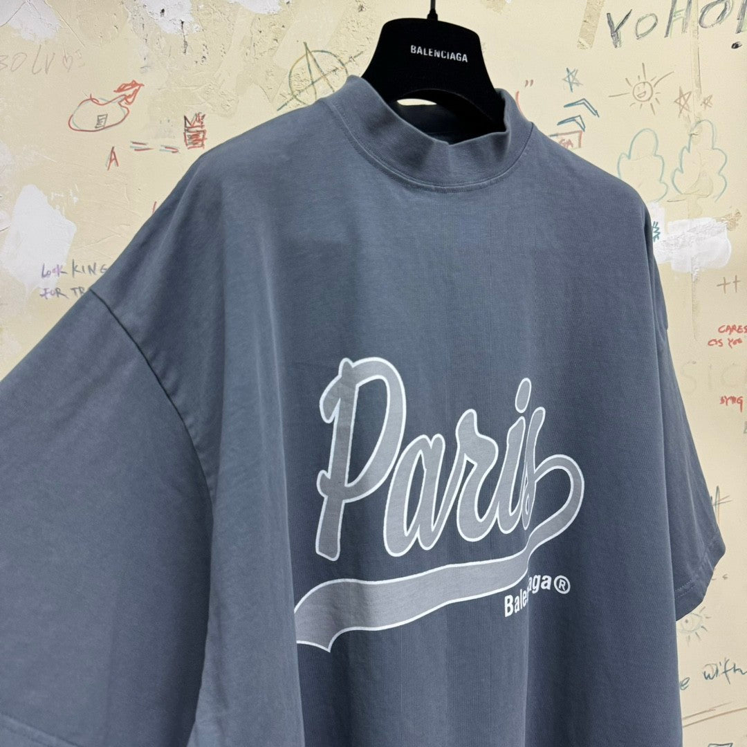 Balenciaga Men's Summer Letter Logo Print Round Neck Regular Fit Short Sleeve T-Shirt #72973