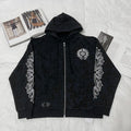 Chrome Hearts Men's Spring and Fall Black Logo Printed Zipper Long Sleeve Hooded Jacket #73992