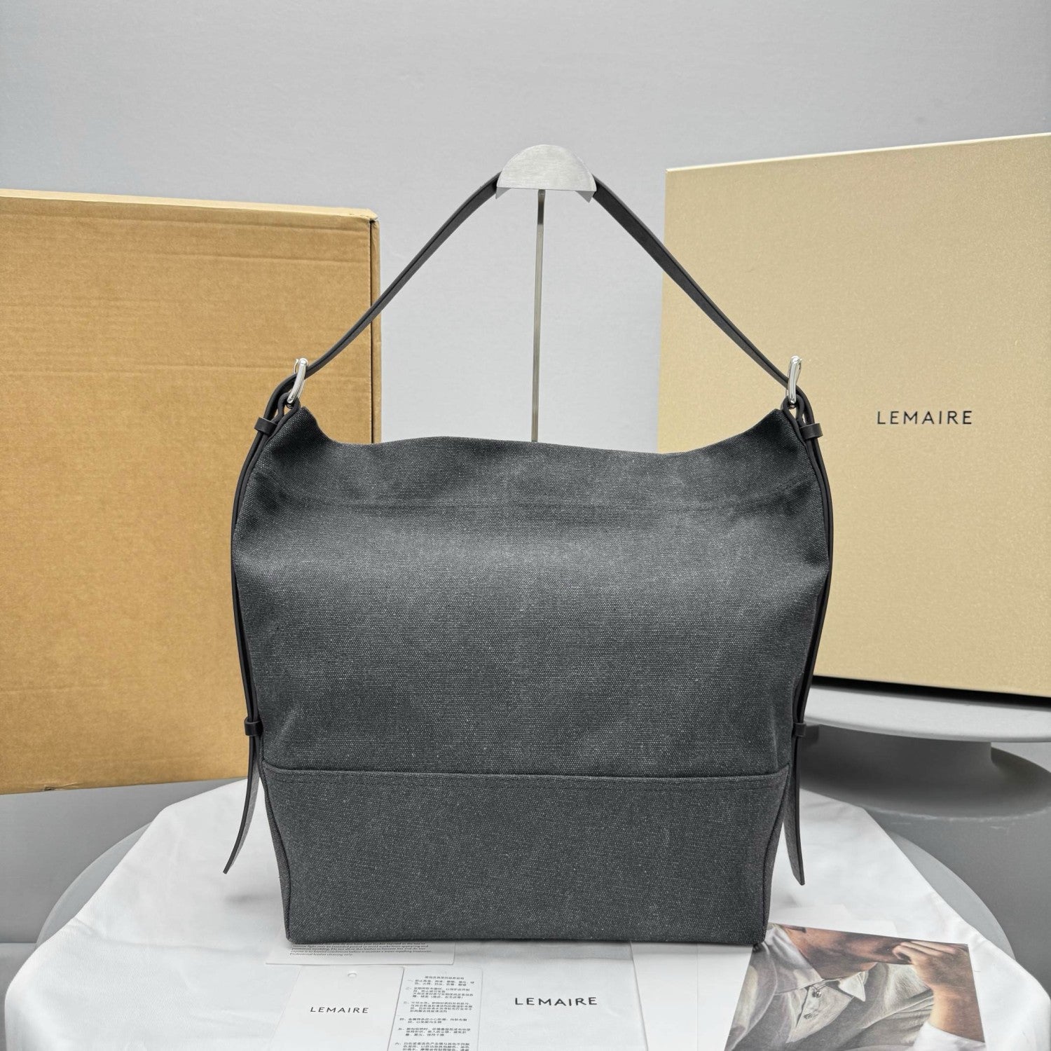 Lemaire Women's Canvas Tote Bag Fashion Trend Denim Splicing Leather Large Bags Shoulder Bag Ngvp #1733