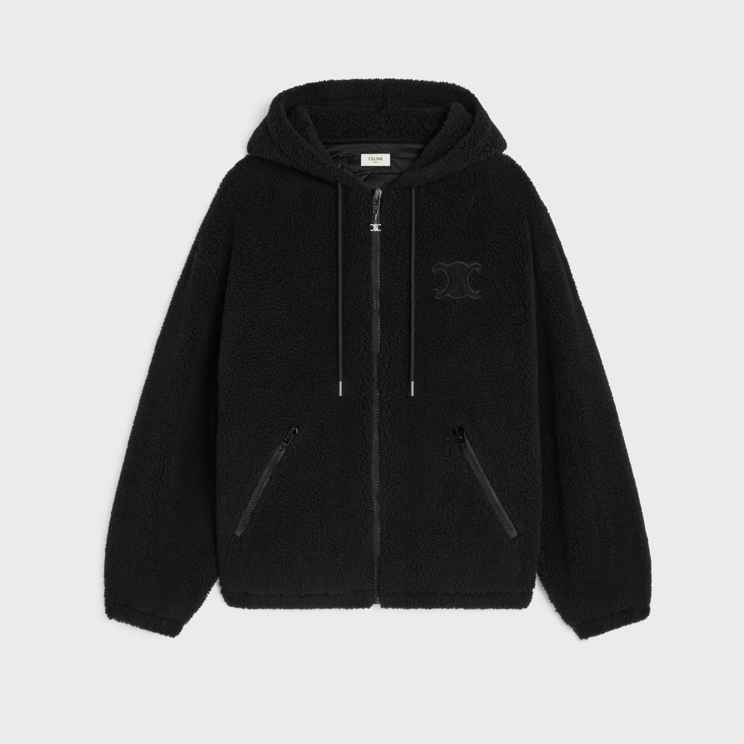 Celine Hooded Jacket in Wool and Cotton Fleece #333474