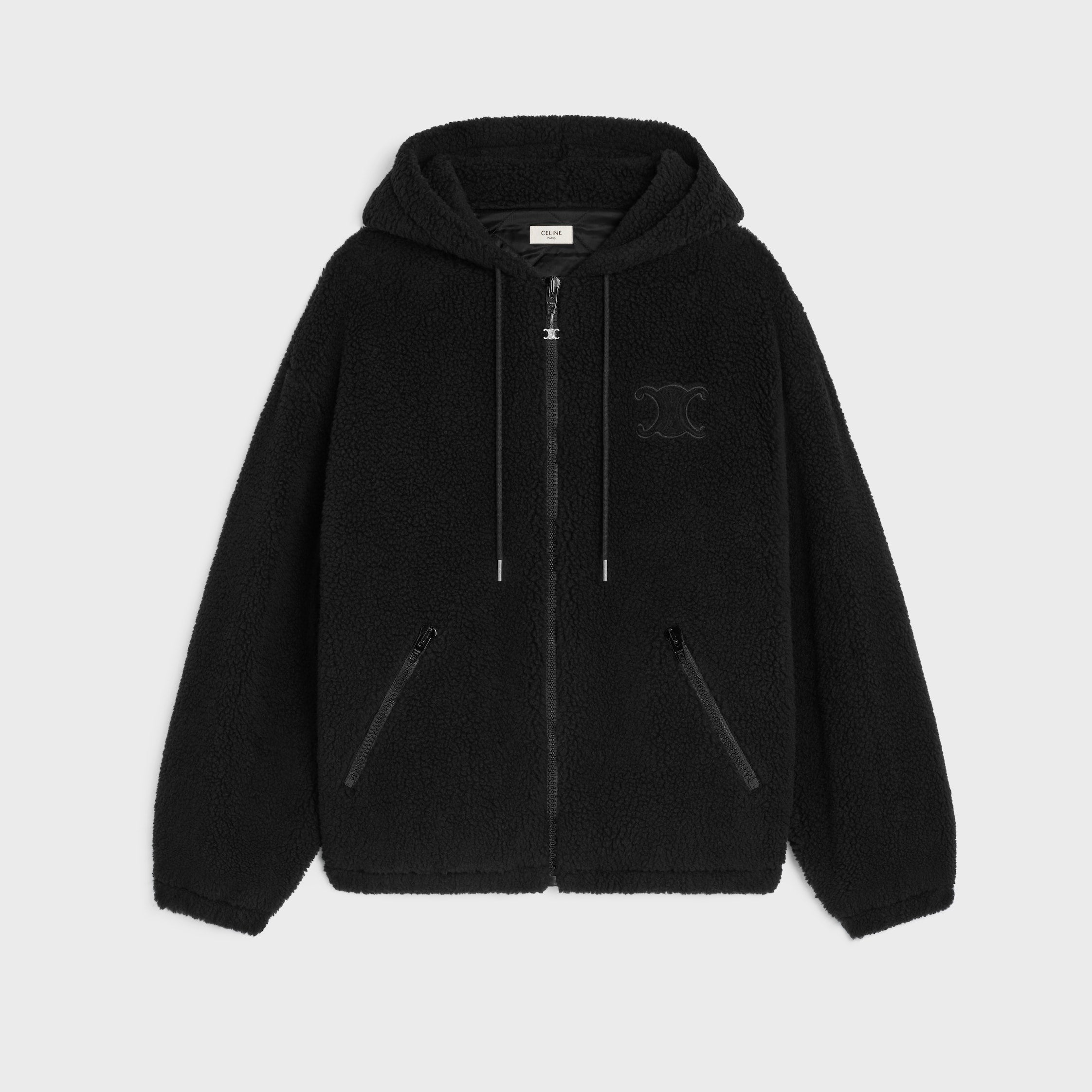 Celine Hooded Jacket in Wool and Cotton Fleece #333474