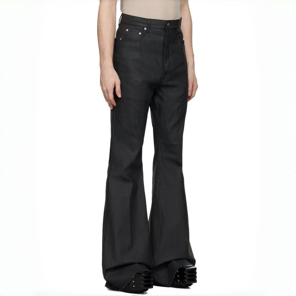 Rick Owens Men's High-street Solid Colour High-waisted Micro-large Denim Trousers Twill Cotton Spring And Autumn Versatile God Pants Ngvp #9827