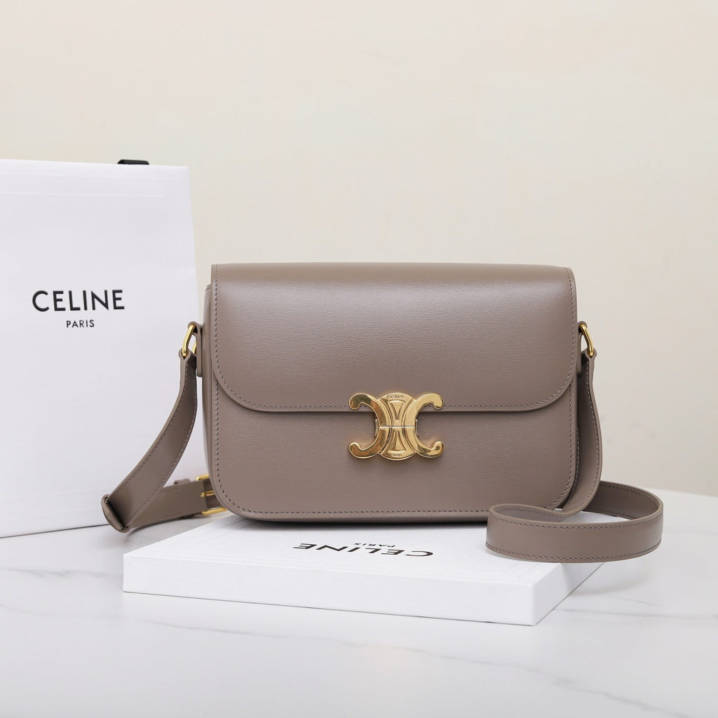 Celine Teen Triomphe Glossy Cow Leather Handbags Women's Temperament Luxury Solid Colour Temperament Crossbody Bag Logo Handbags Bag Bags #71965