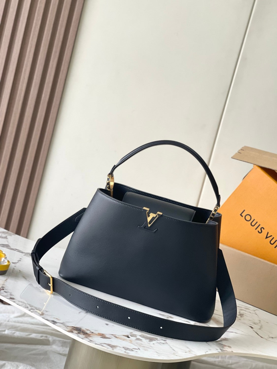 Louis Vuitton CAPUCINES SOUPLE  Women's Fashion Classic Solid-Color Leather Logo Handbag Shoulder Bag Bags M24879 #78857