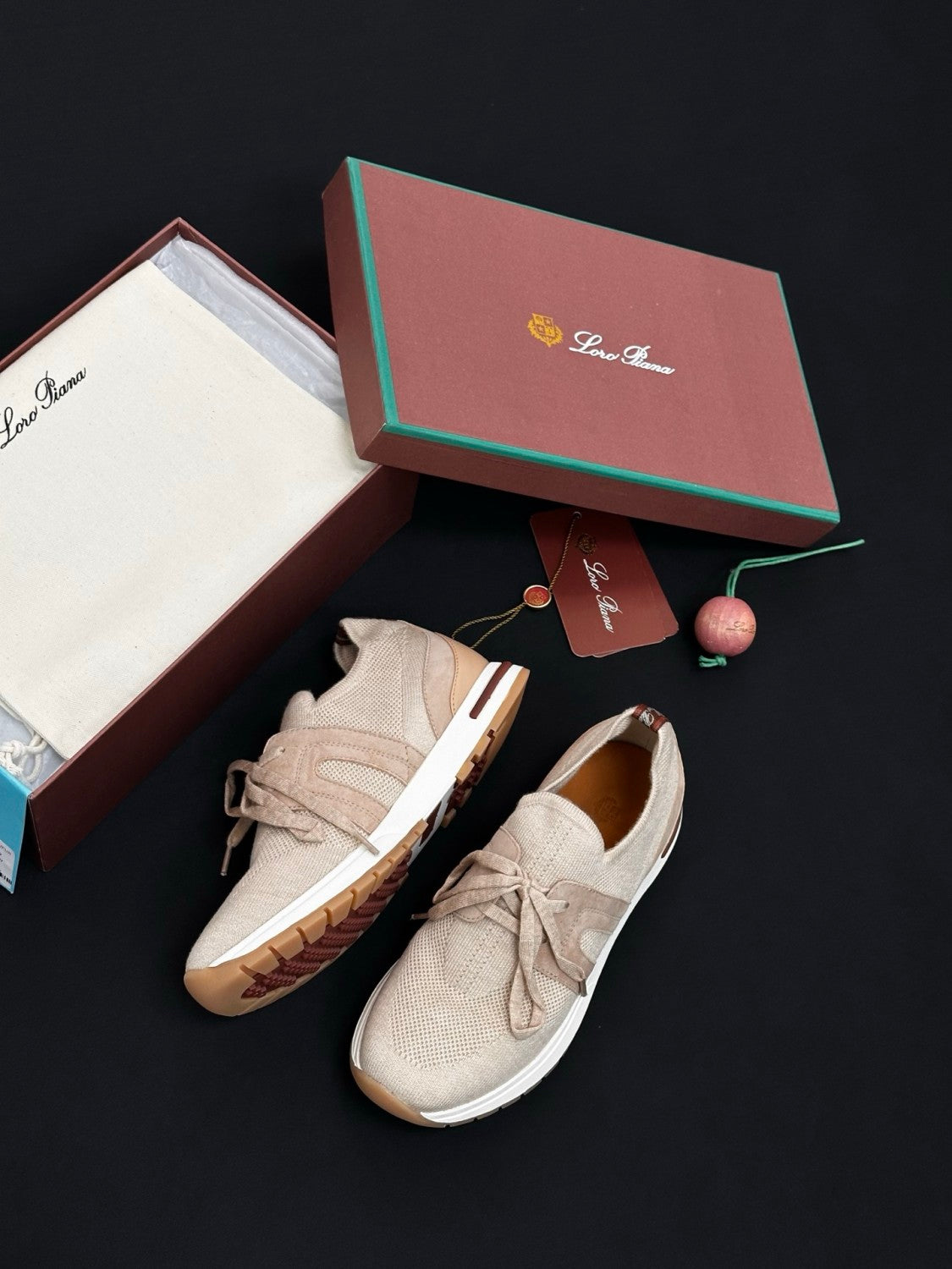 Loro Piana Lady Flexy Walk Sneaker Wish Wool Ancient Sandstone Low Top #383060