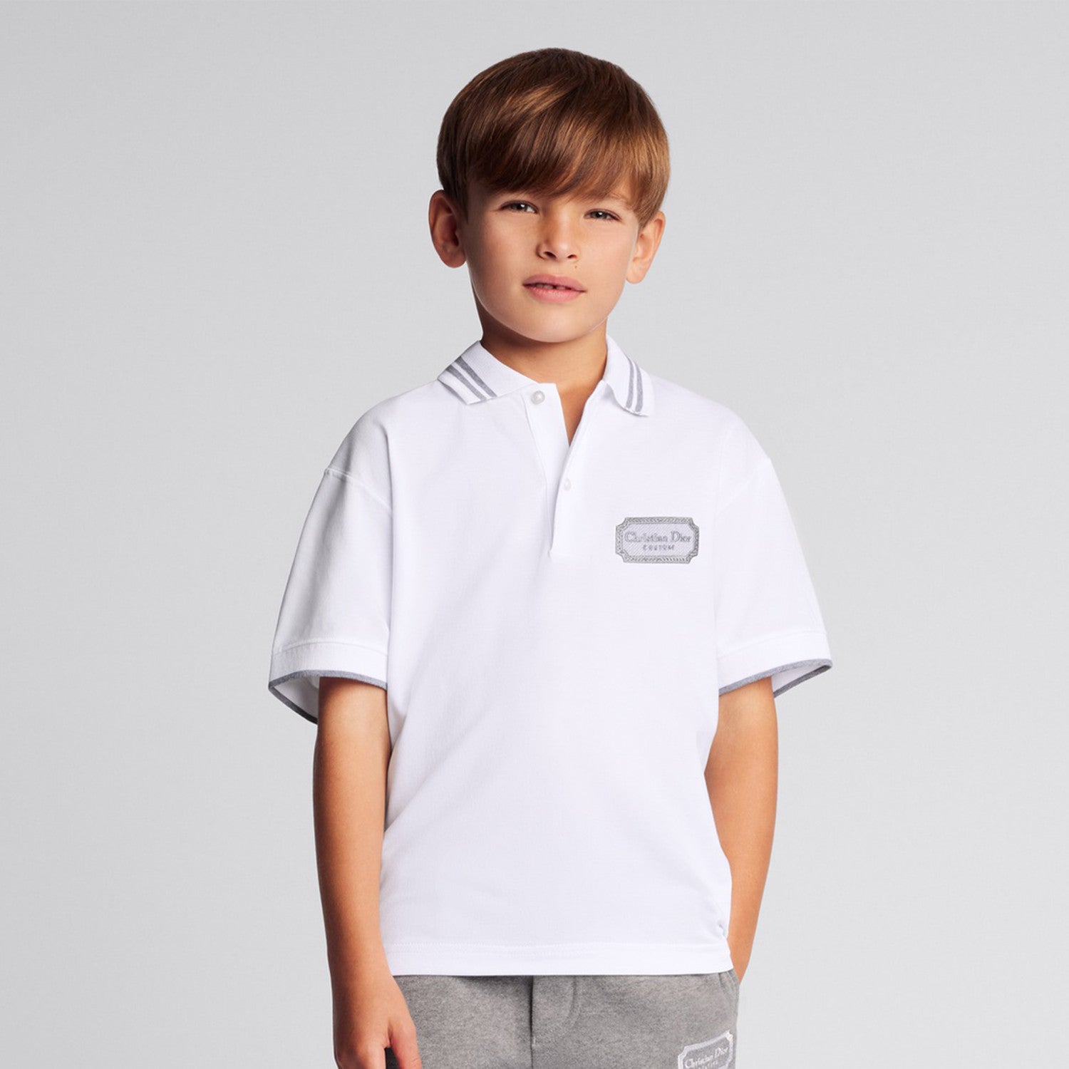 Dior Kid's Summer Christian Dior Embroidered Casual Pullover Fitted Short Sleeve Lapel Polo Shirt #31283