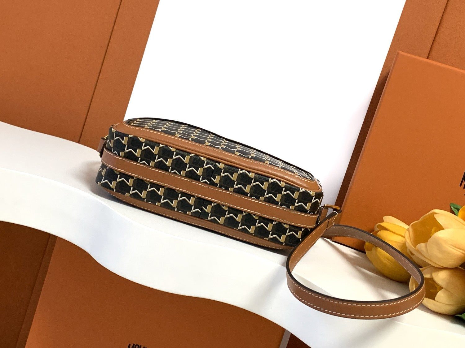 Moynat Women's Fashion Casual Color Blocked M-Shaped Cut Out Patch Pockets Zipper Closure Adjustable Straps Camera Bag Crossbody Bag Shoulder Bag Bags #78976